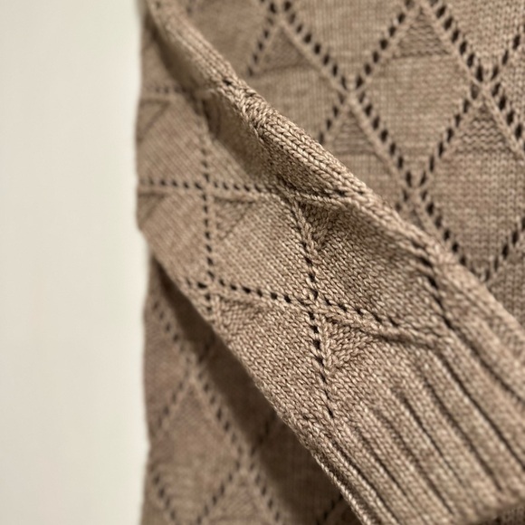 Fenn Wright Manson Woman XL Brown Wool Blend Open Knit 3/4 sweater Dress. - Picture 9 of 12